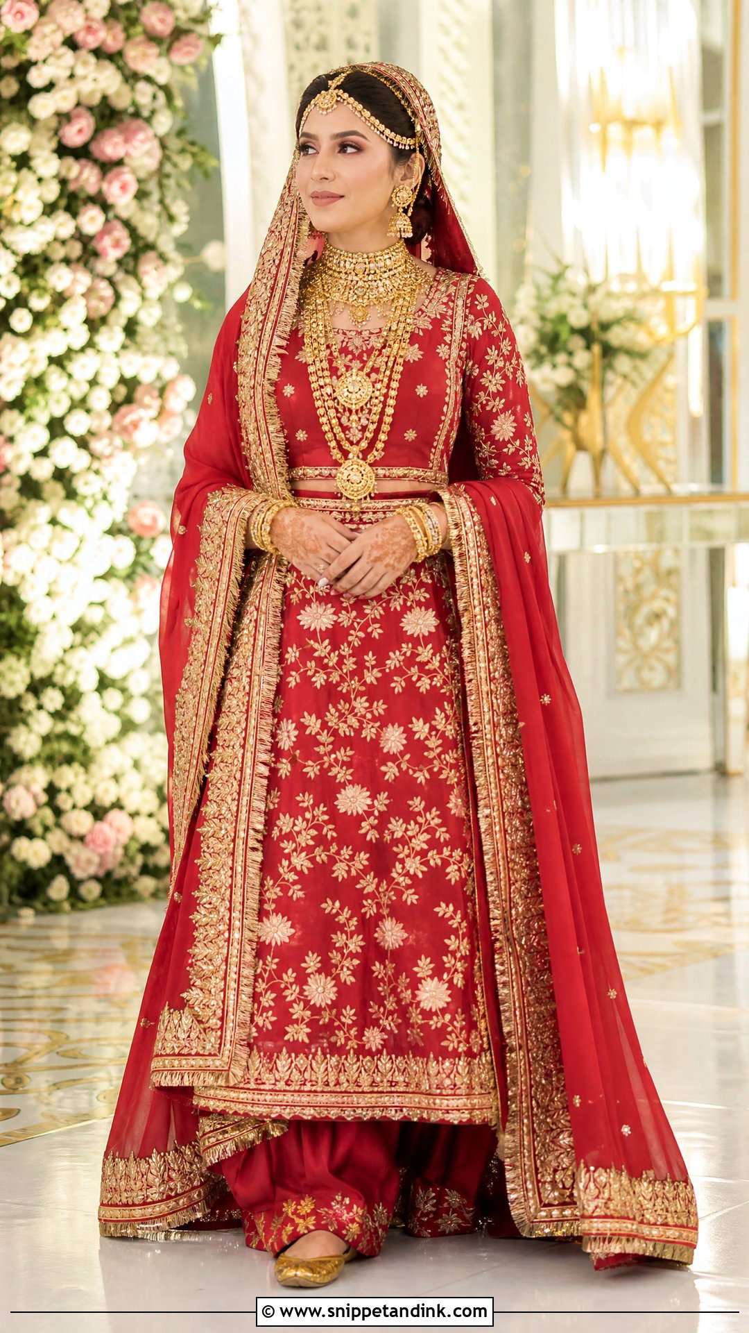 Red Pakistani Barat Bridal Gota Patti Lehenga - Snippet and Ink - 20 Pakistani Barat Bridal Dress Ideas