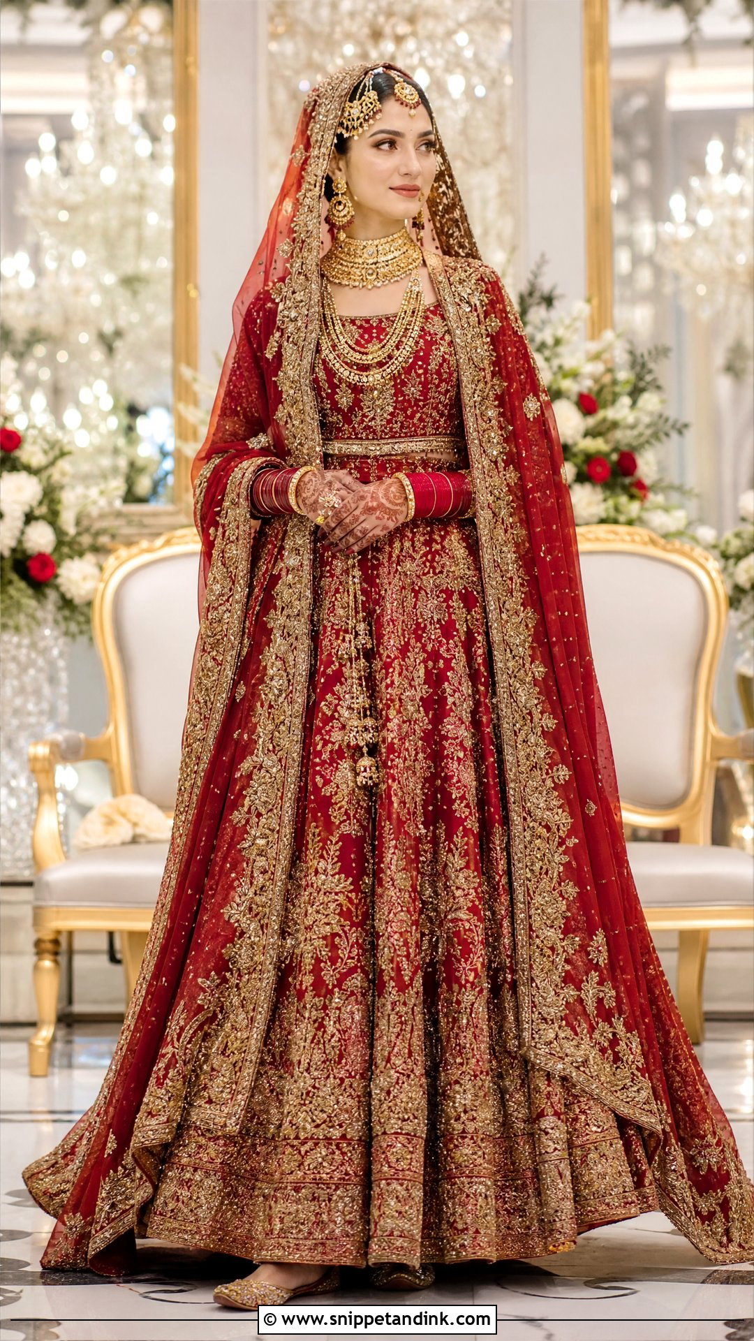 Red Pakistani Barat Bridal Lehenga With Double Dupatta - Snippet and Ink - 20 Pakistani Barat Bridal Dress Ideas