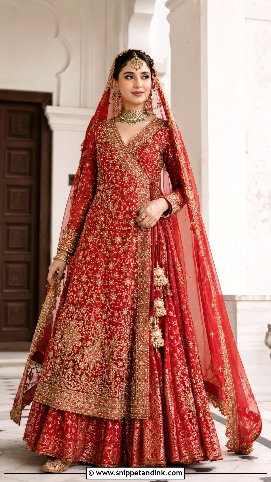 Red Pakistani Bridal Angrakha With Lehenga - Snippet and Ink - 25 Red Pakistani Bridal Wear Ideas