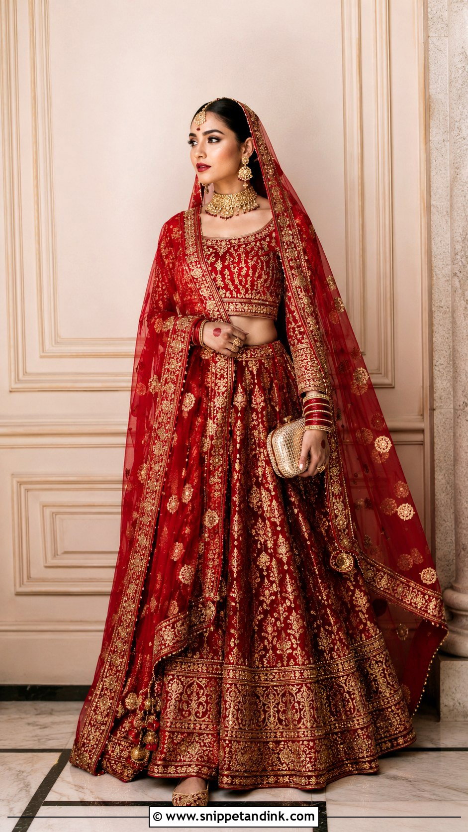 Red Pakistani Bridal Banarsi Lehenga - Snippet and Ink - 25 Red Pakistani Bridal Wear Ideas