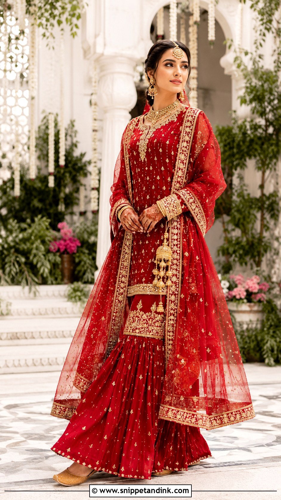 Red Pakistani Bridal Barat Gharara - Snippet and Ink - 20 Pakistani Bridal Barat Dresses