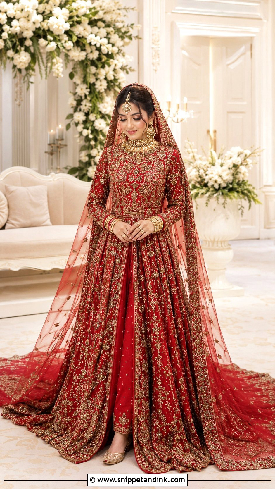Red Pakistani Bridal Barat Gown - Snippet and Ink - 20 Pakistani Bridal Barat Dresses