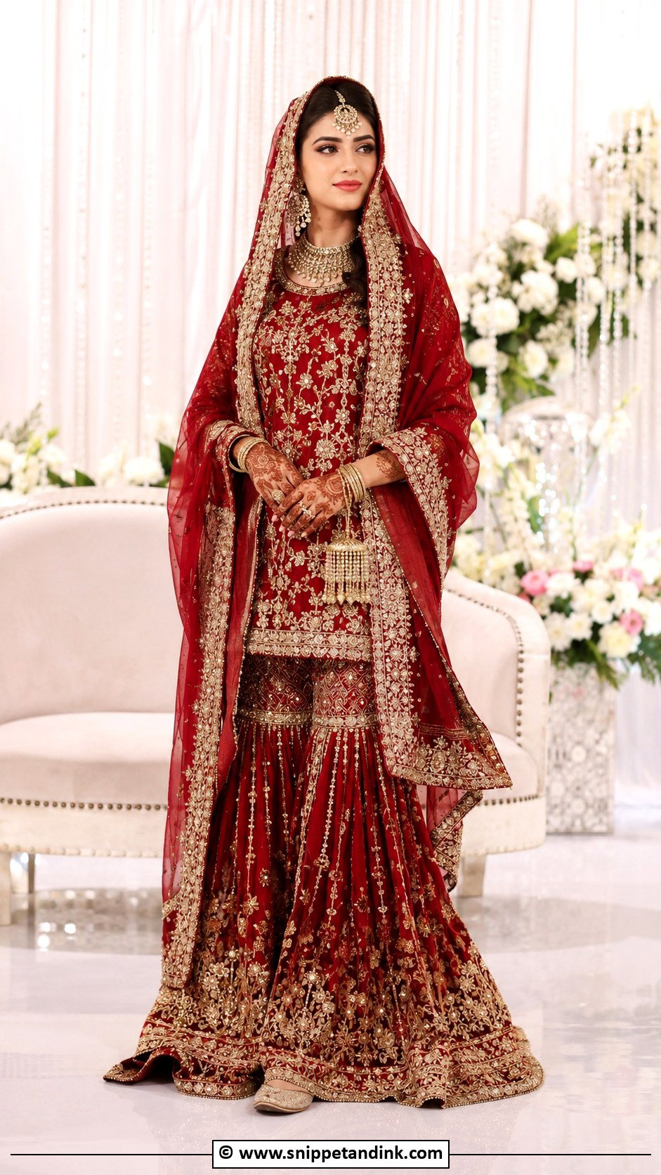 Red Pakistani Bridal Gharara - Snippet and Ink - 35 Pakistani Bridal Wear Ideas