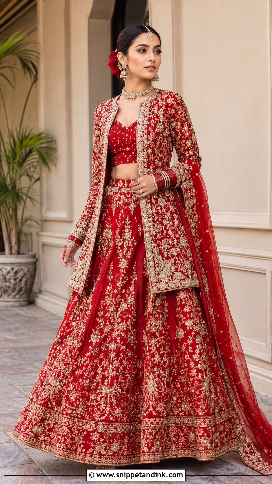 Red Pakistani Bridal Jacket Lehenga - Snippet and Ink - 25 Red Pakistani Bridal Wear Ideas