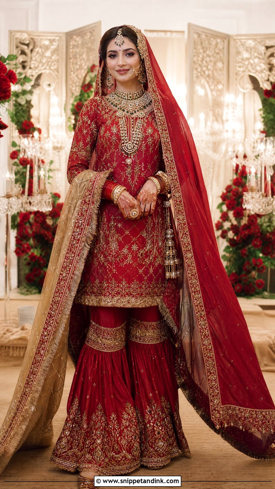 Red Pakistani Bridal Kurta And Gharara Suit - Snippet and Ink - 20 Pakistani Bridal Suits