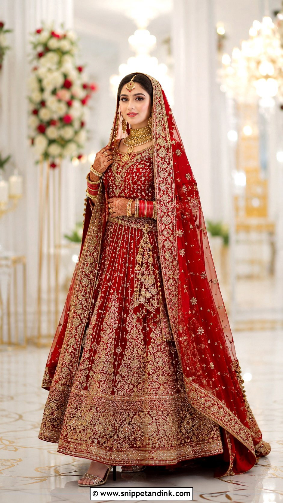 Red Pakistani Bridal Lehenga - Snippet and Ink - 30 Pakistani Bridal Look Ideas