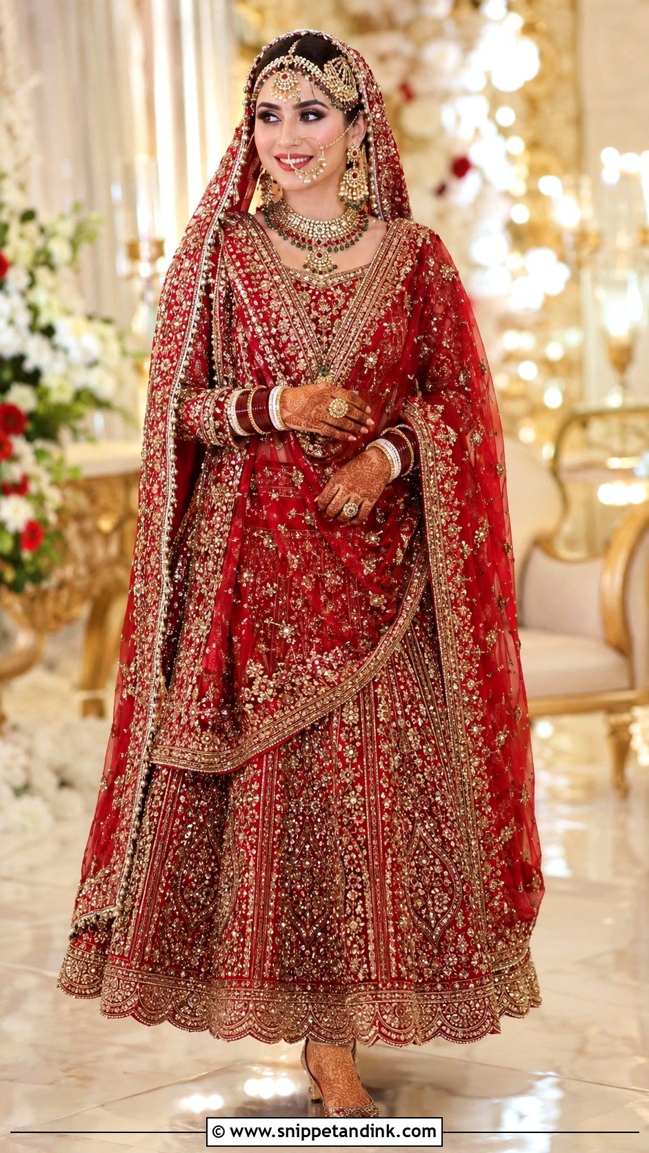 Red Pakistani Bridal Lehenga With Double Dupatta - Snippet and Ink - 25 Red Pakistani Bridal Wear Ideas