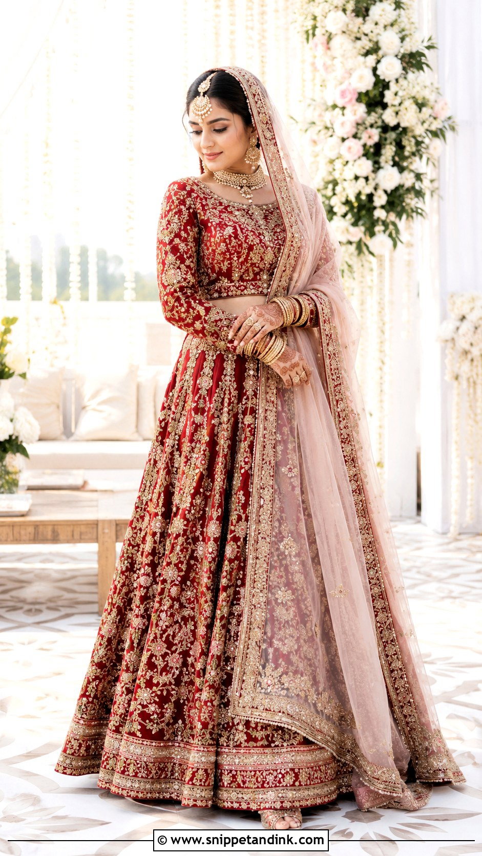 Red Pakistani Bridal Lehenga With Pastel Dupatta - Snippet and Ink - 25 Red Pakistani Bridal Wear Ideas