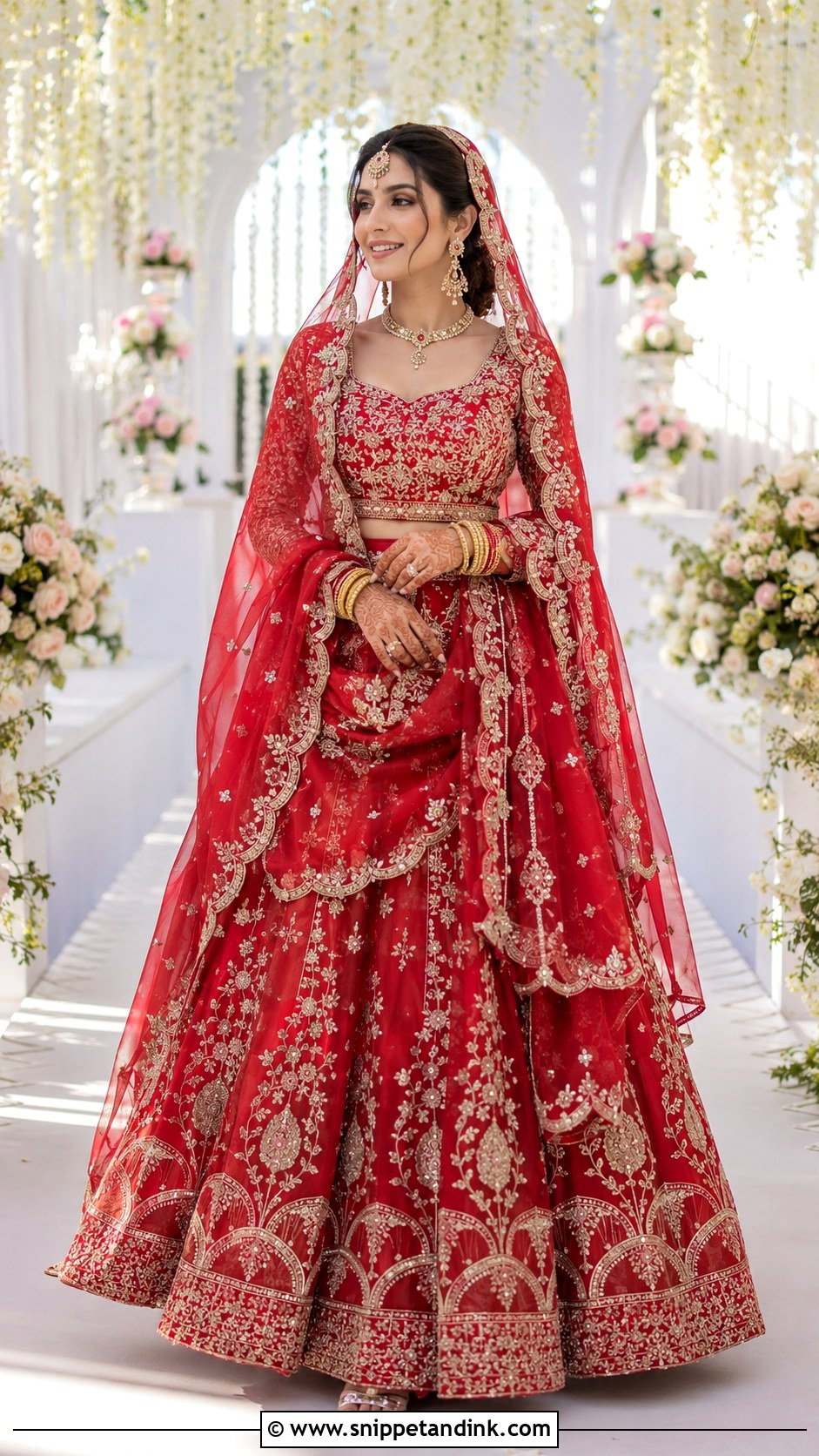 Red Pakistani Bridal Organza Lehenga - Snippet and Ink - 25 Red Pakistani Bridal Wear Ideas