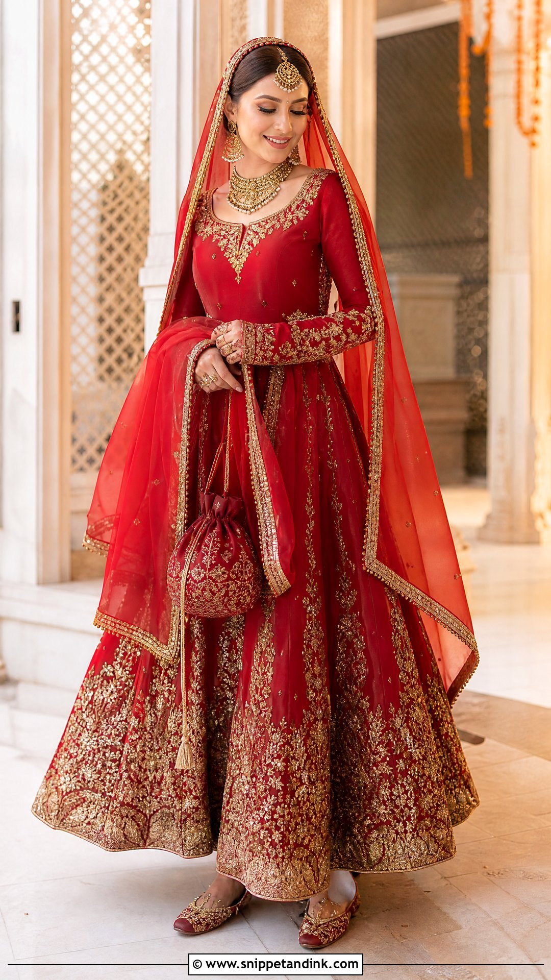 Red Pakistani Wedding Lehenga With Minimal Embroidery - Snippet and Ink - 25 Simple Pakistani Wedding Dress Ideas