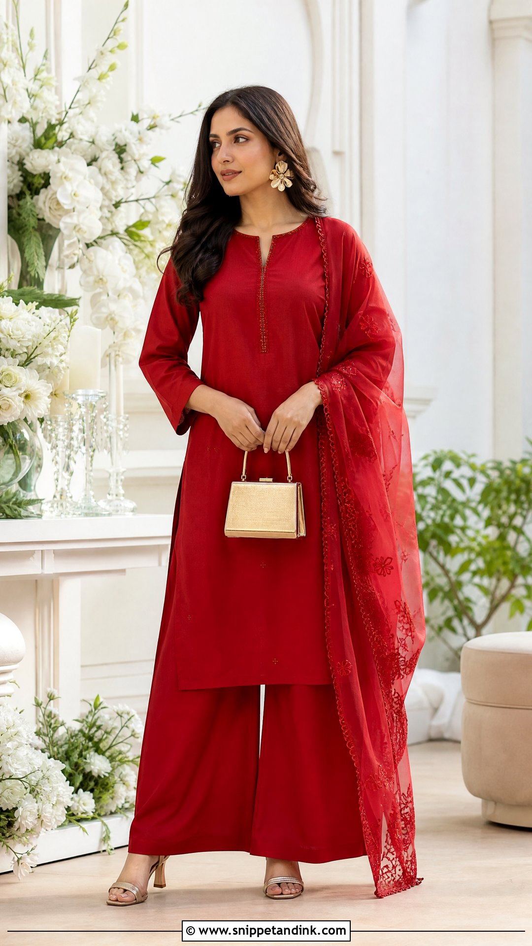 Red Palazzo Suit Outfit - Snippet and Ink - 25 Red Indian Dress Outfit Ideas
