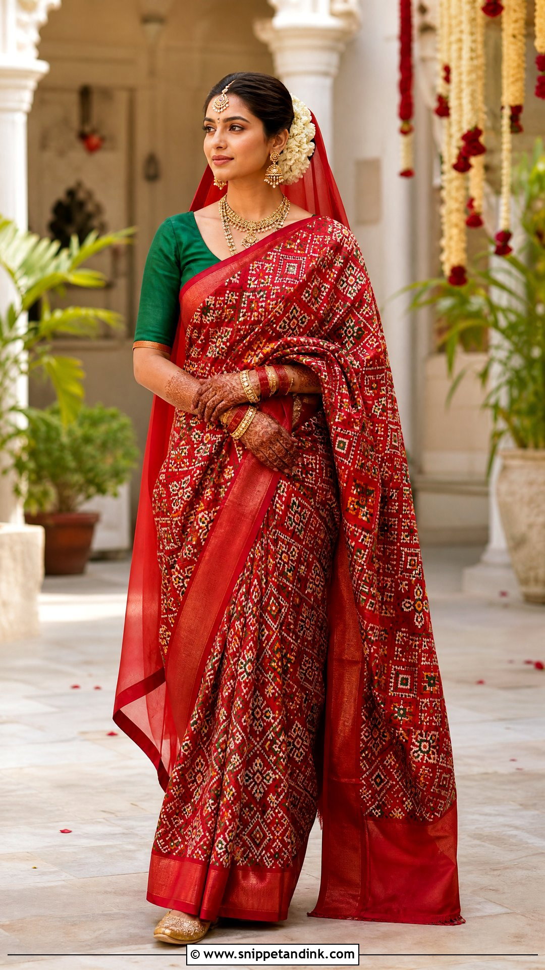 Red Patola Saree Vaidik Marriage Dress - Snippet and Ink - 20 Vaidik Marriage Dress Ideas