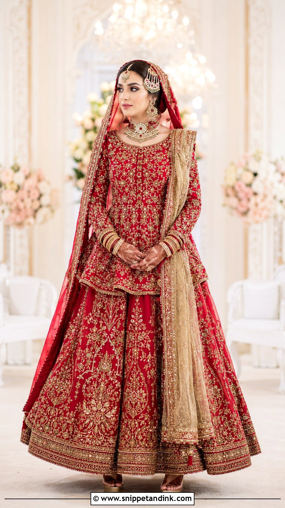 Red Peplum And Lehenga Barat Bridal Dress - Snippet and Ink - 20 Barat Bridal Dress Ideas