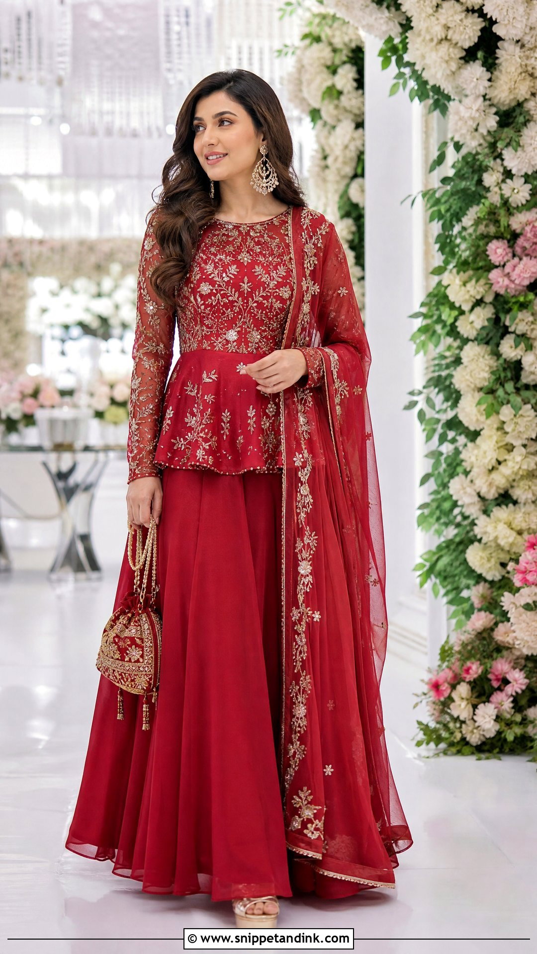 Red Peplum And Skirt Outfit - Snippet and Ink - 25 Red Indian Dress Outfit Ideas