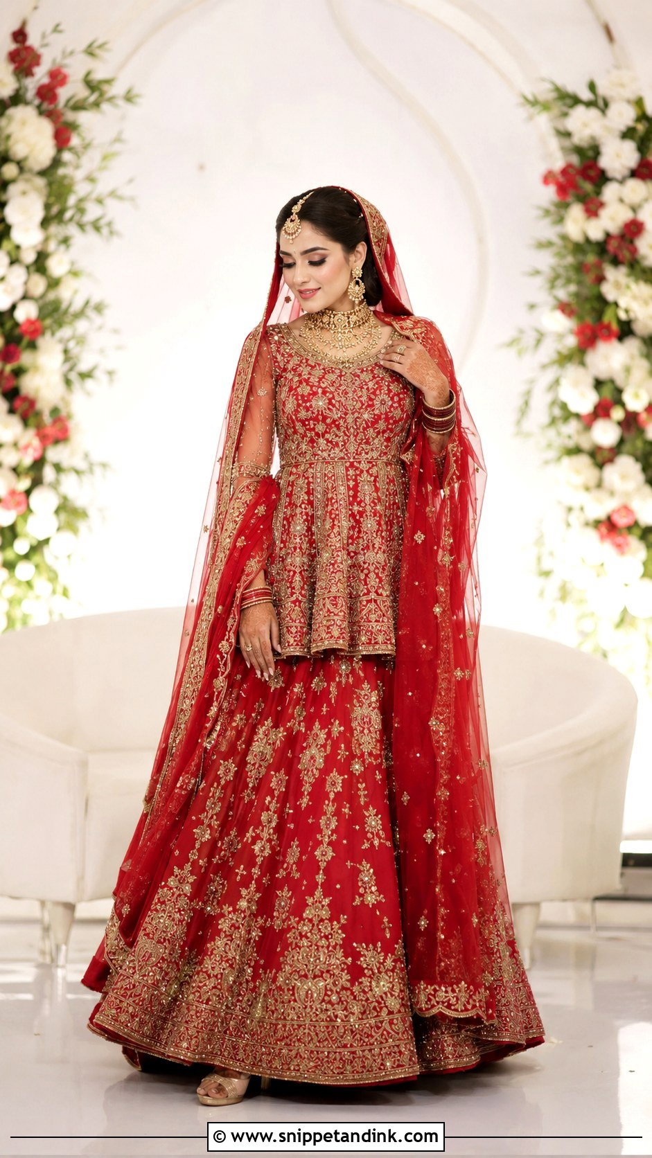 Red Peplum Barat Bridal Lehenga - Snippet and Ink - 20 Bridal Dresses for Barat