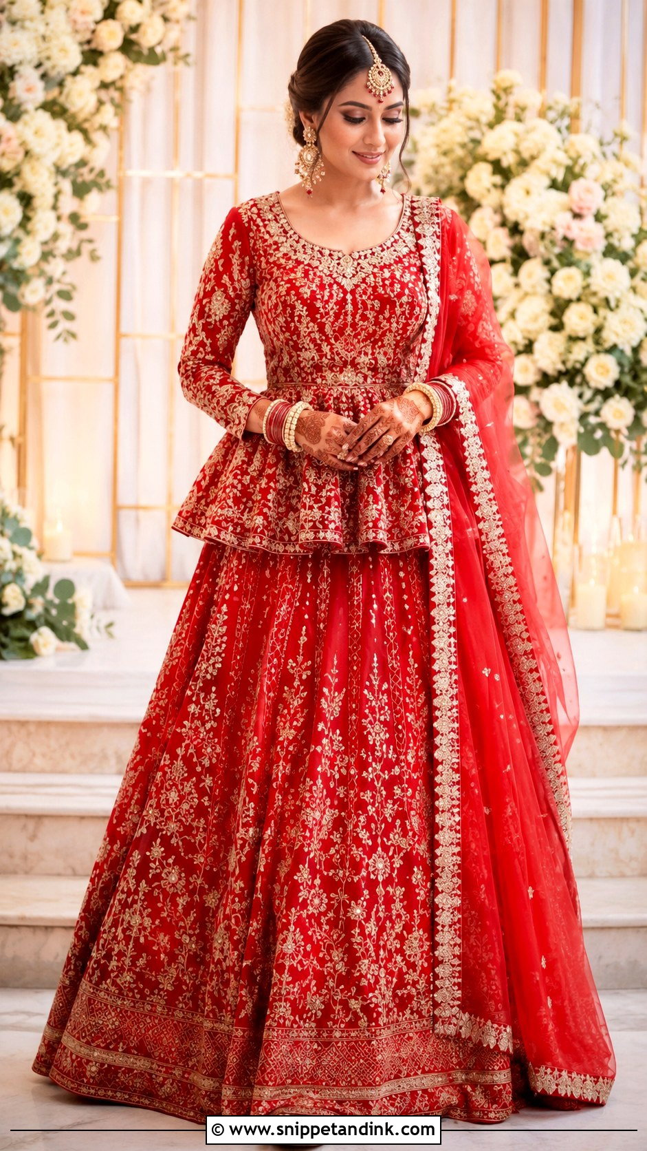 Red Peplum Bridal Lehenga - Snippet and Ink - 25 Red Lehanga Bridal Outfits