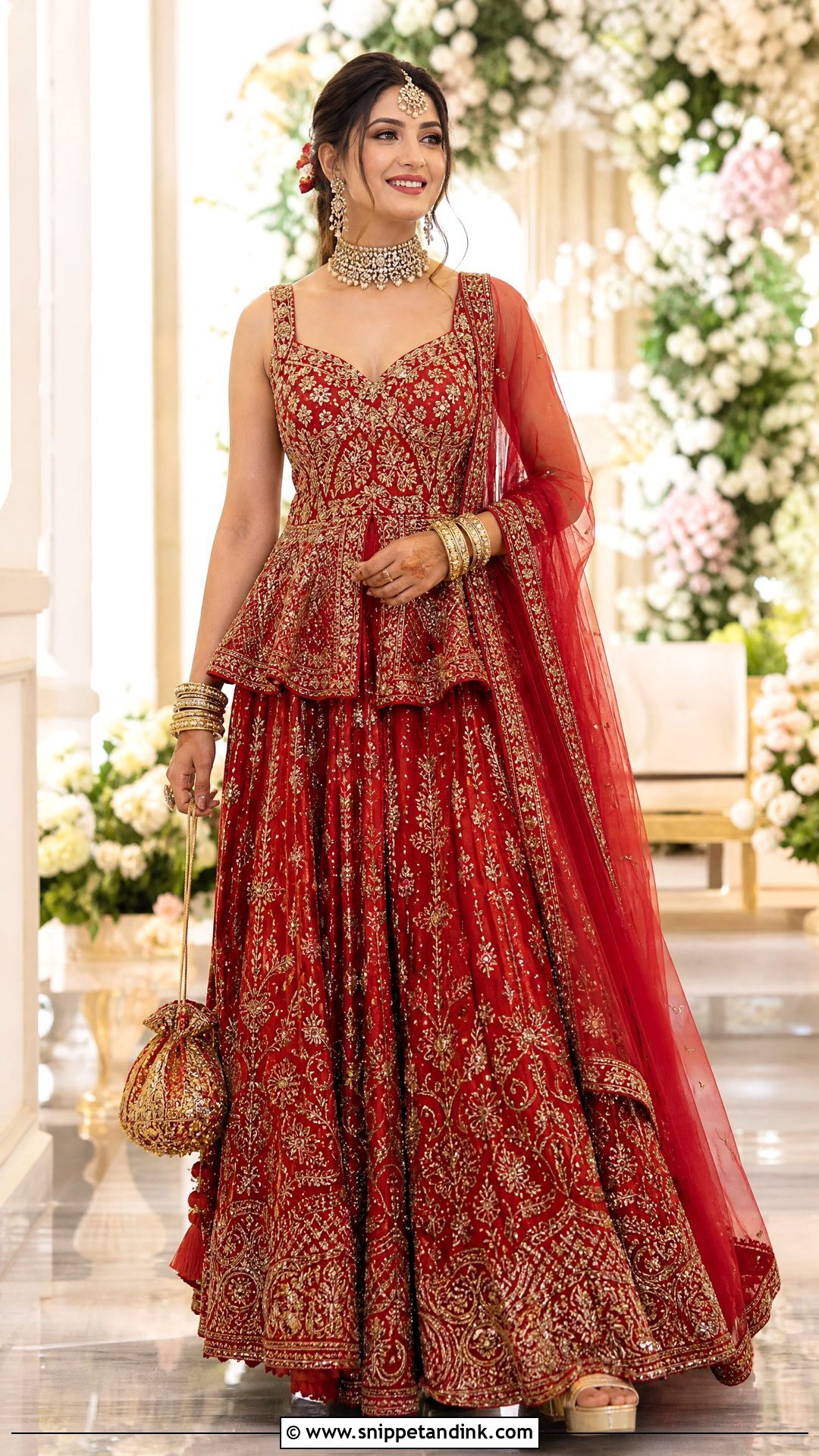 Red Peplum Bridal Lehenga - Snippet and Ink - 20 Red Indian Bridal Dress Ideas