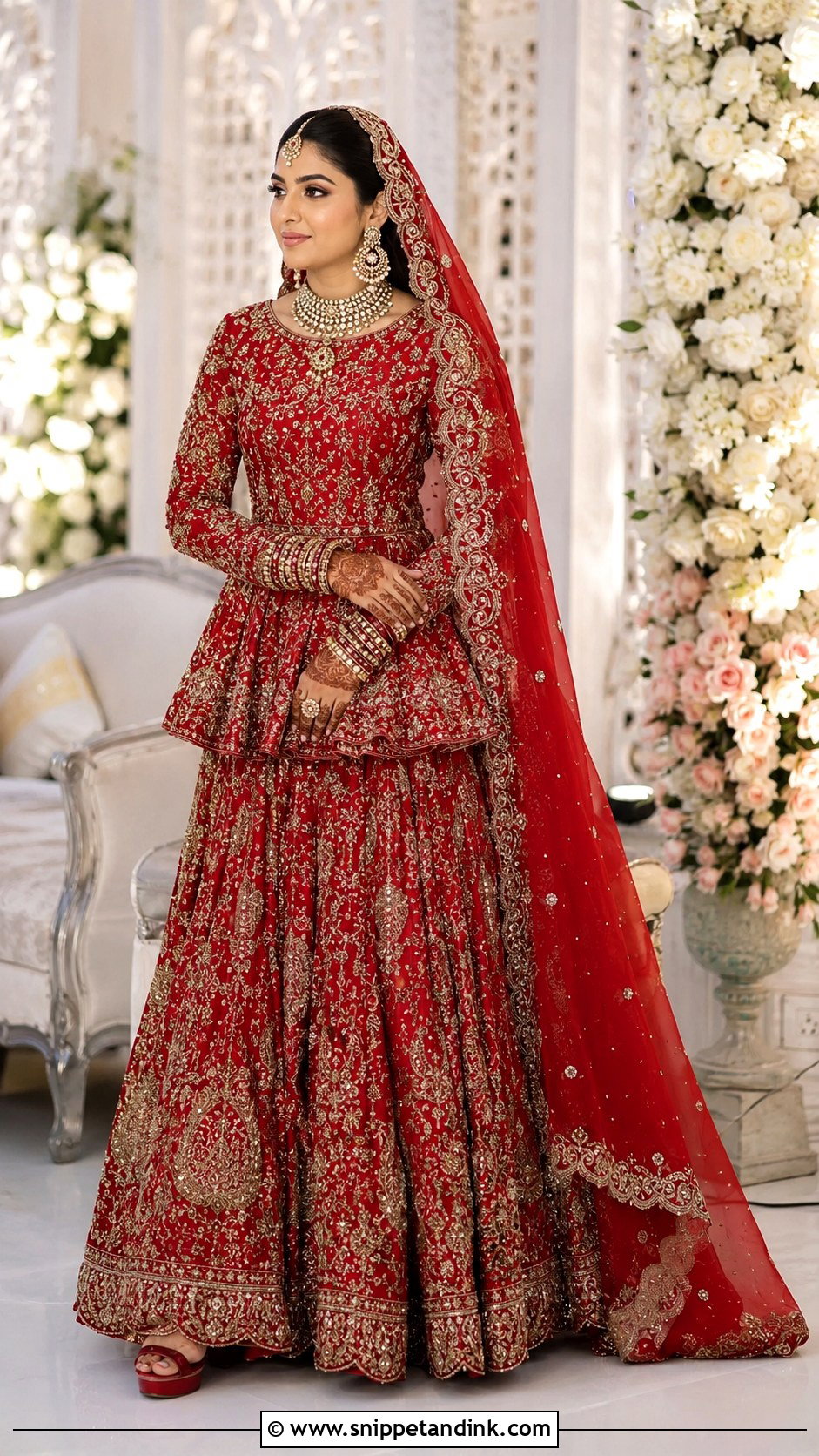 Red Peplum Bridal Lehenga - Snippet and Ink - 20 Red Baraat Dress Pakistani Bridal Wear Ideas