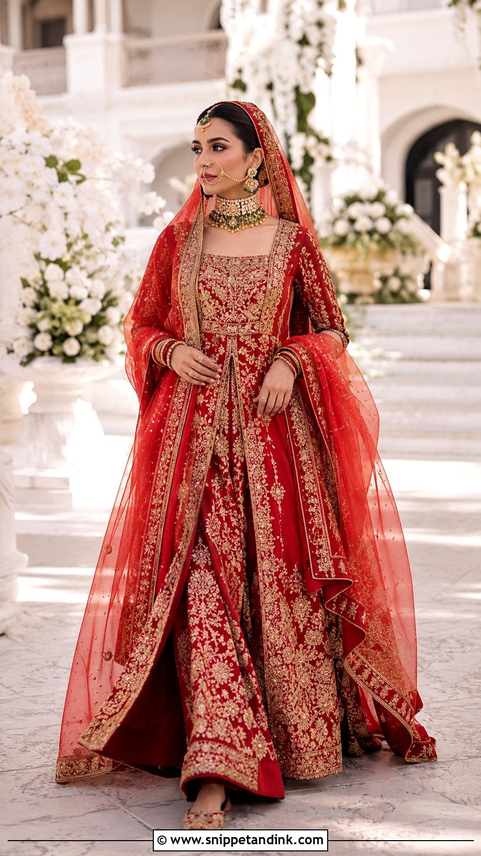 Red Peshwas With Lehenga Barat Dress - Snippet and Ink - 20 Barat Dress for Bride Ideas