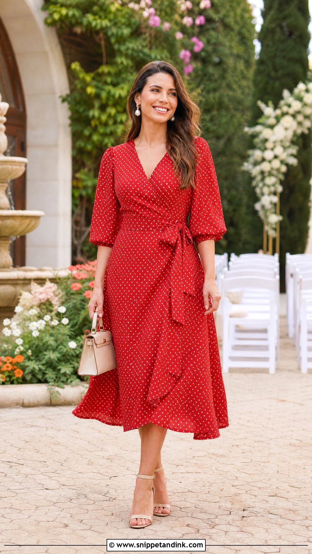 Red Polka Dot Midi Dress for Wedding - Snippet and Ink - 20 Red Dresses for Wedding