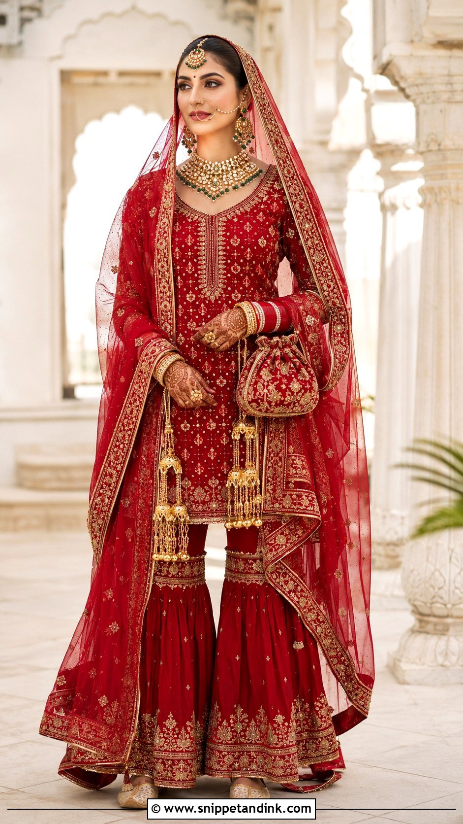 Red Punjabi Bridal Gharara Suit - Snippet and Ink - 20 Red Punjabi Bridal Suits
