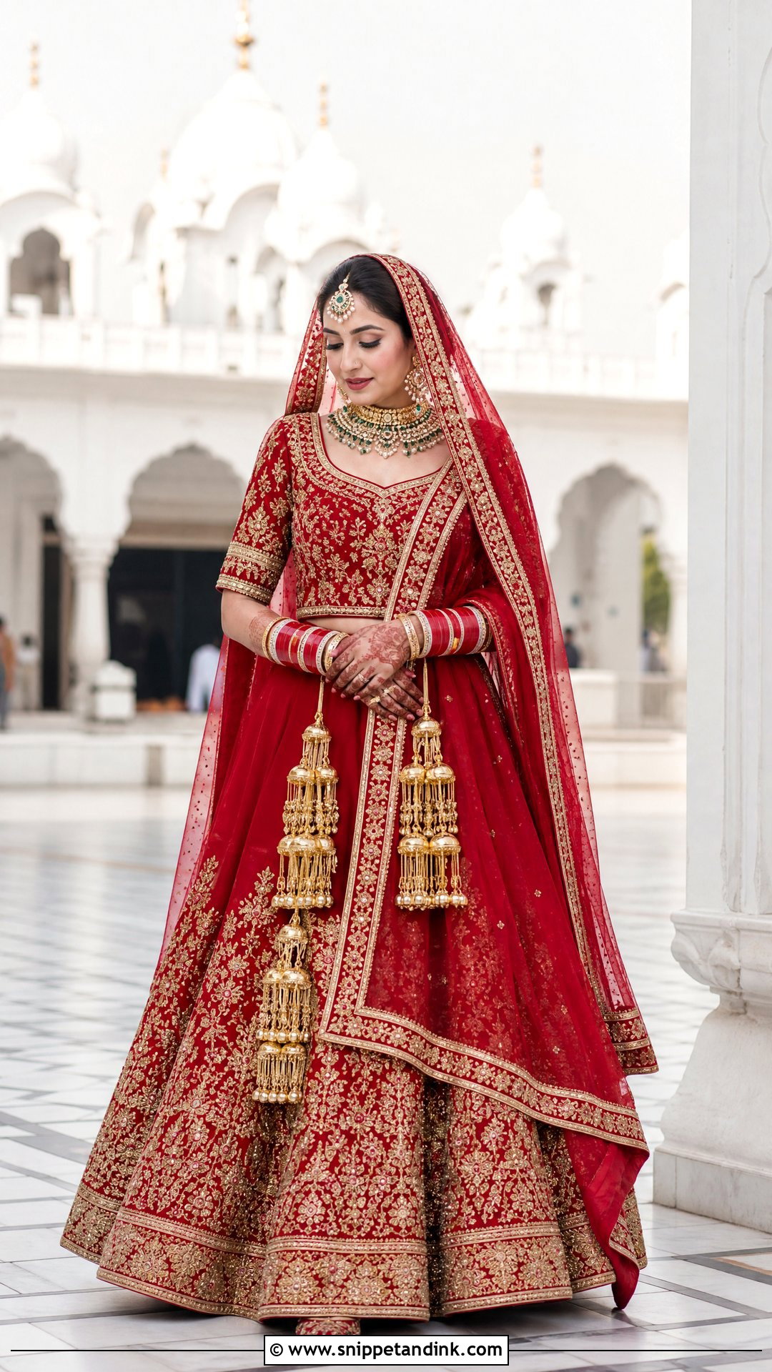 Red Punjabi Bridal Lehenga With Gold Zardozi - Snippet and Ink - 25 Sikh Wedding Dress Punjabi Bride Ideas
