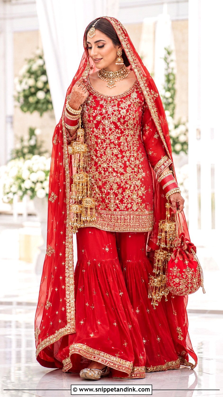 Red Punjabi Bridal Sharara Suit - Snippet and Ink - 20 Red Punjabi Bridal Suits