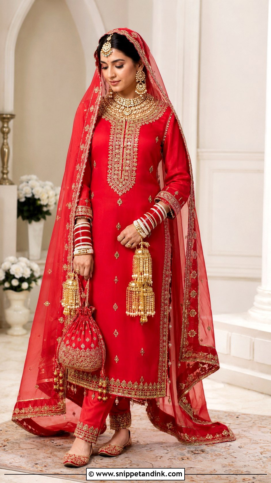 Red Punjabi Bridal Silk Suit - Snippet and Ink - 20 Red Punjabi Bridal Suits