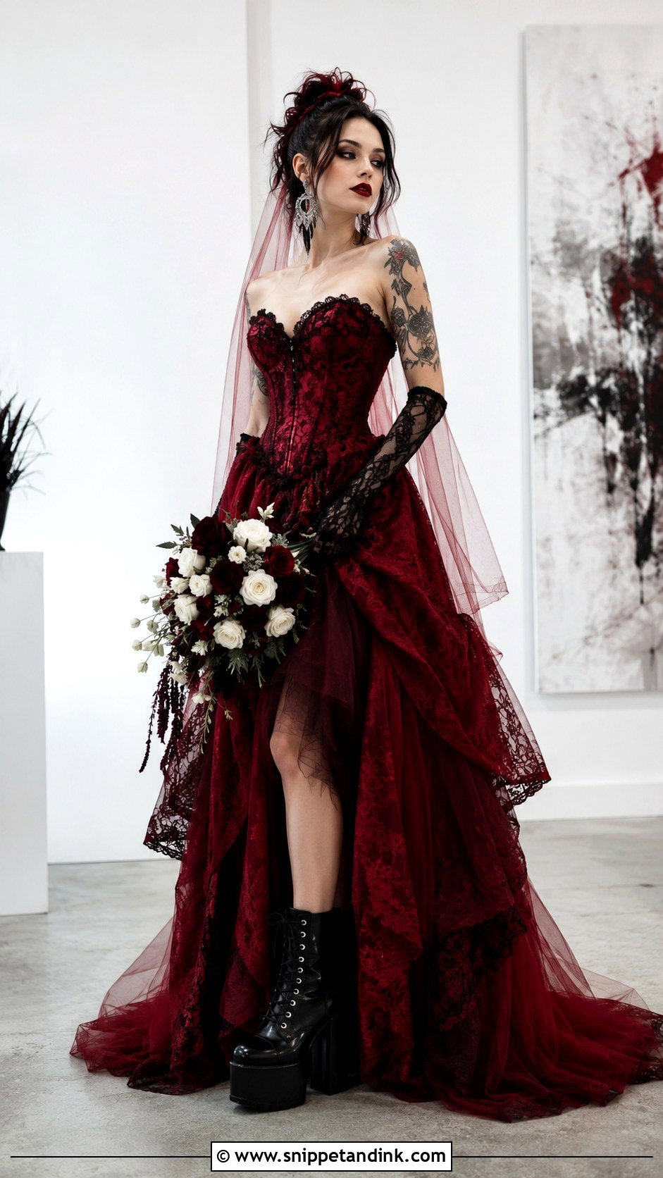 Red Punk Wedding Dress - Snippet and Ink - 25 Punk Wedding Dress Ideas