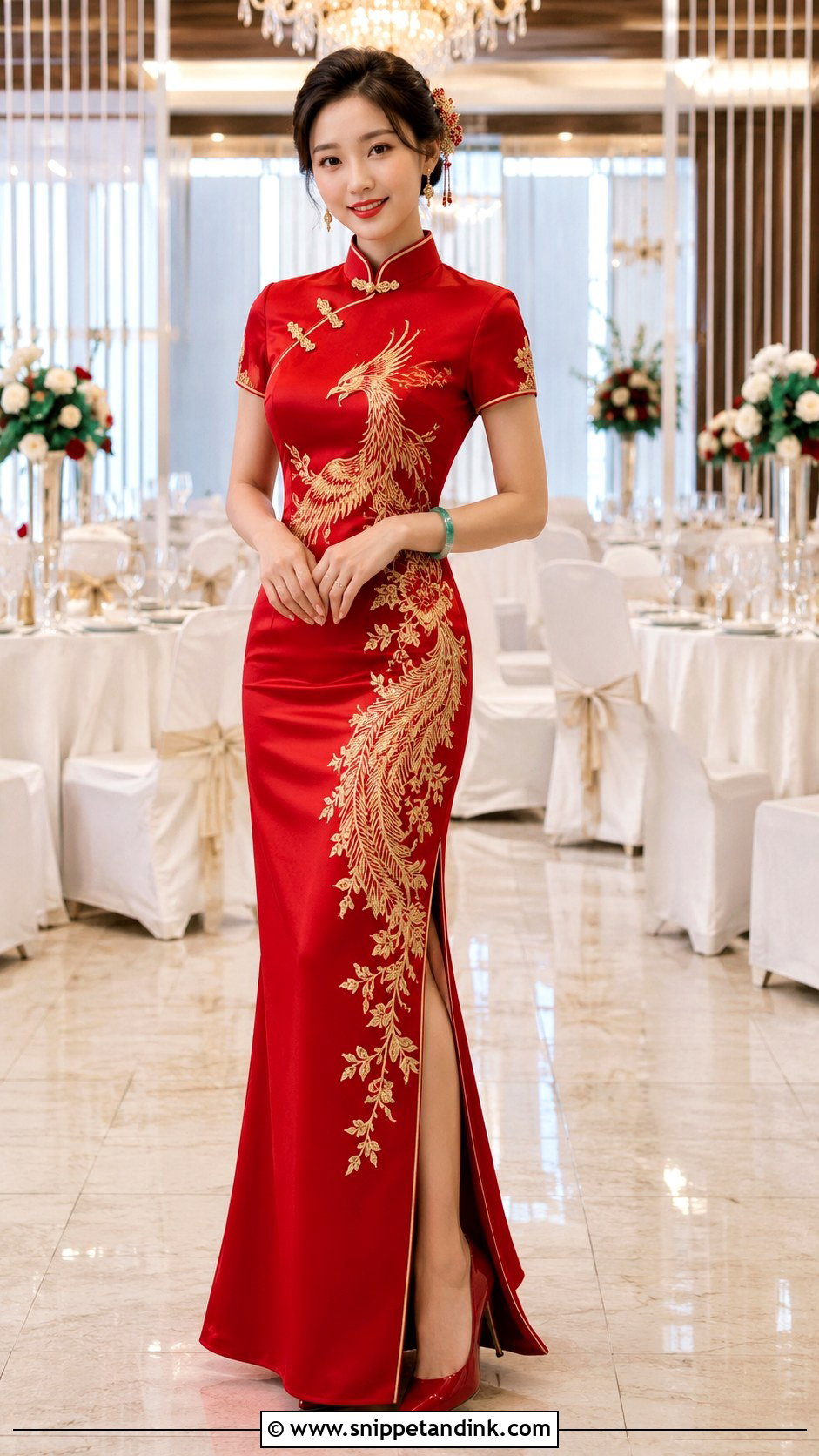 Red Qipao Chinese Bridal Dress - Snippet and Ink - 20 Chinese Bridal Dress Ideas