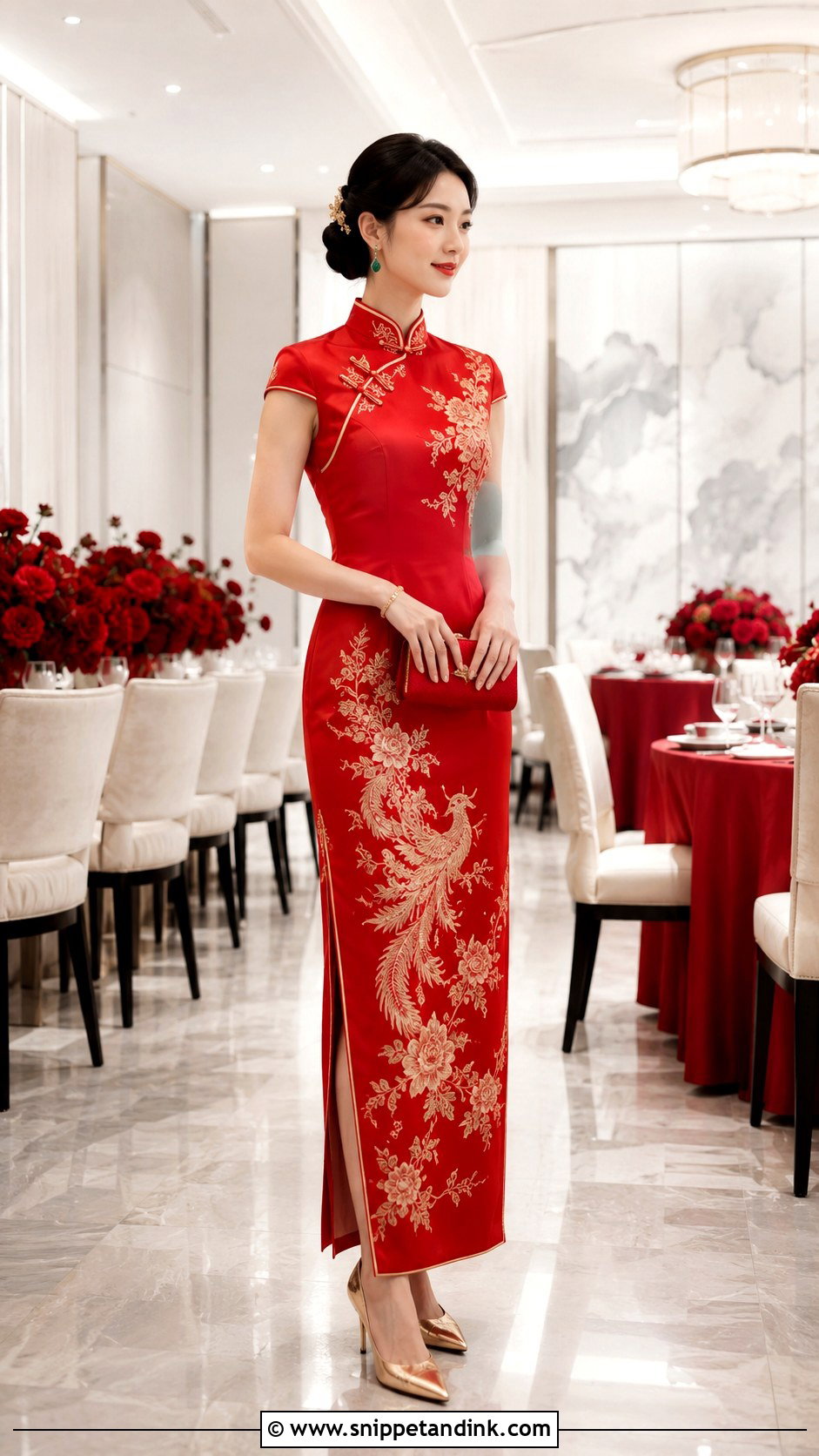 Red Qipao Wedding Dress - Snippet and Ink - 20 China Wedding Dress Ideas