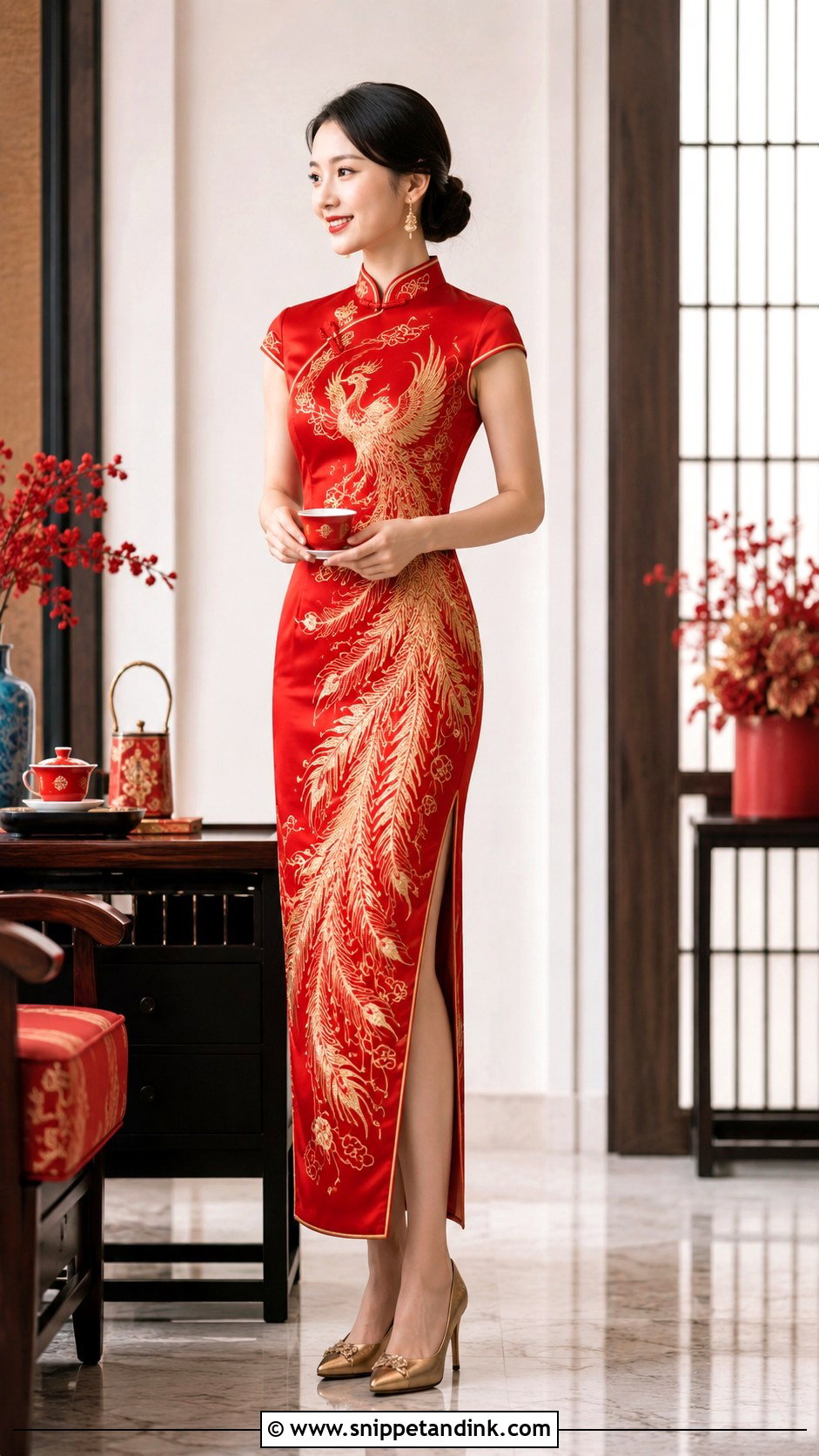 Red Qipao Wedding Dress - Snippet and Ink - 25 Modern Chinese Wedding Dress Ideas