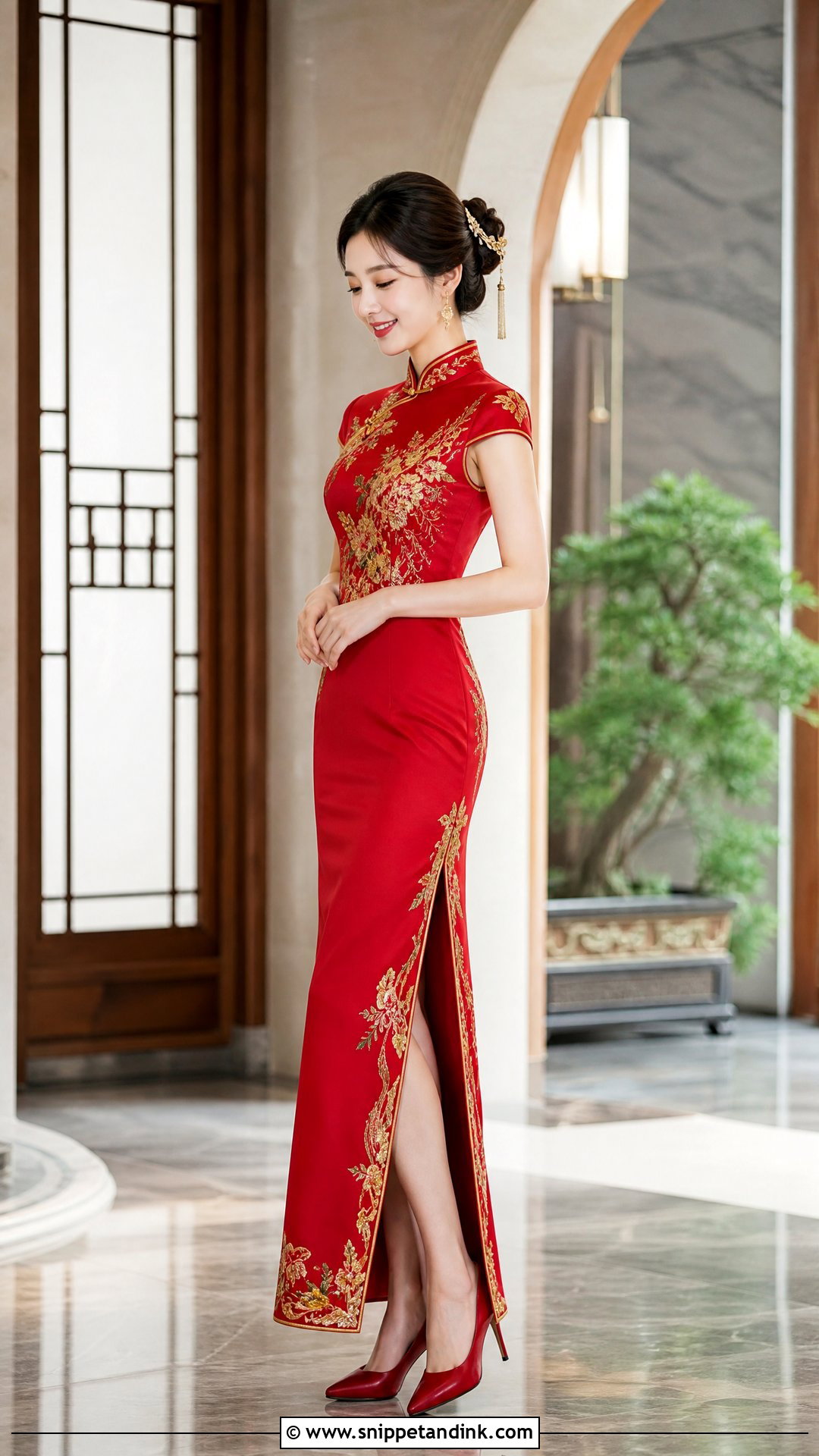 Red Qipao Wedding Gown - Snippet and Ink - 20 Red Wedding Gown Ideas