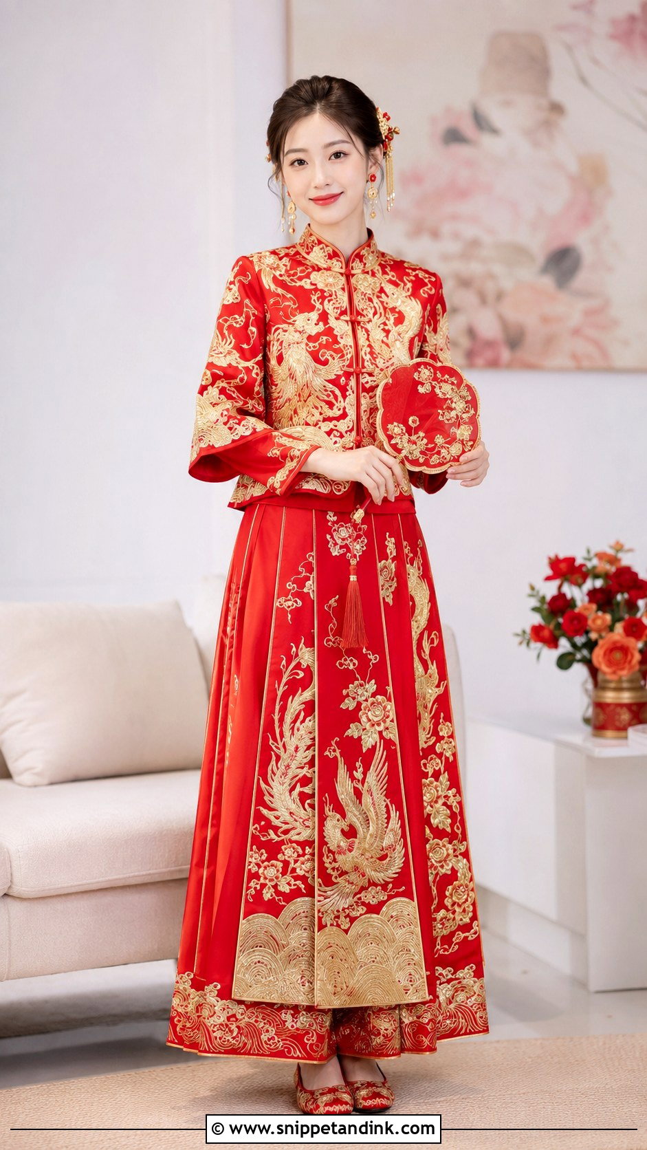 Red Qun Kwa Wedding Dress - Snippet and Ink - 25 Traditional Chinese Wedding Dress Ideas