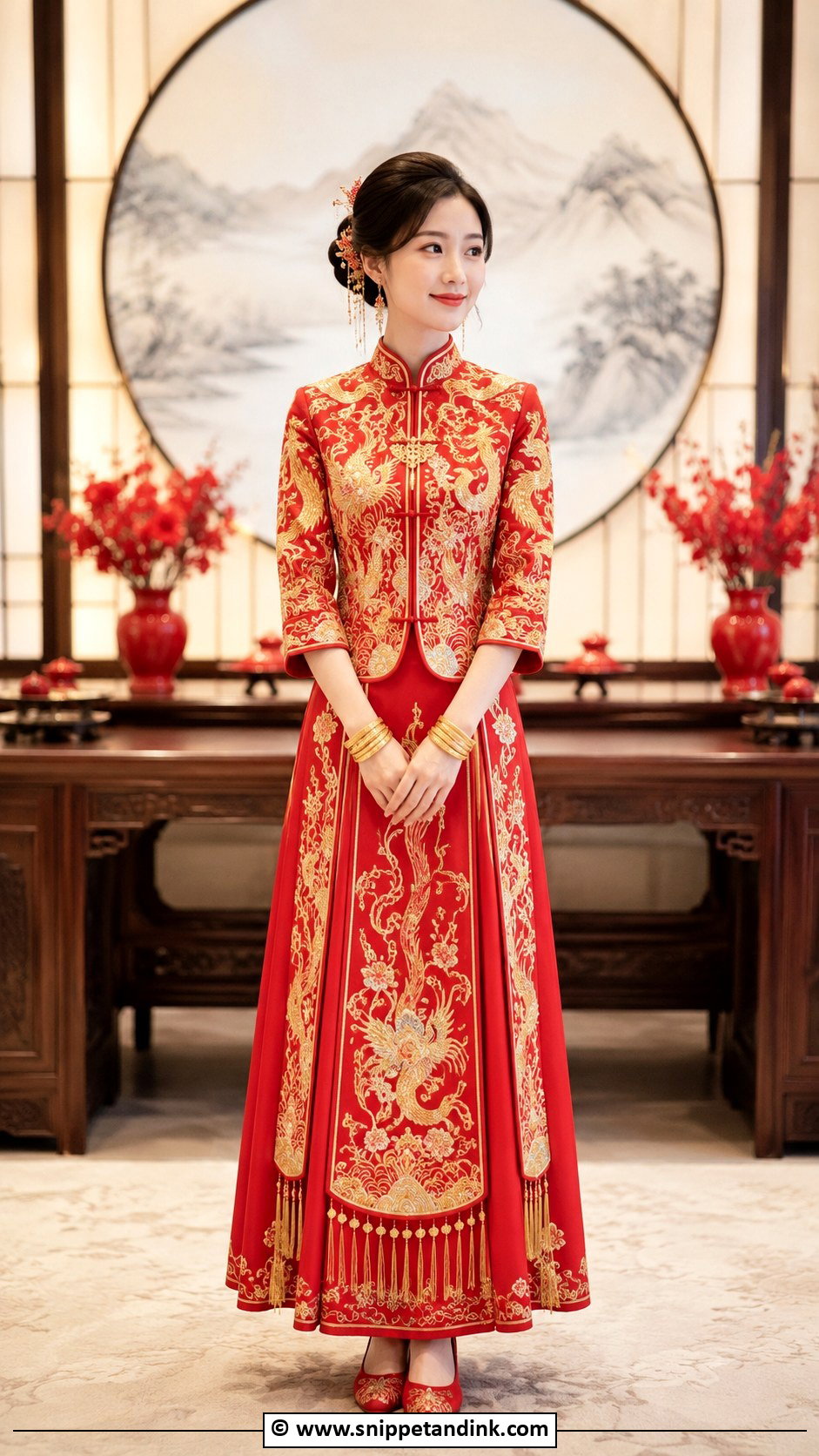 Red Qun Kwa Wedding Dress - Snippet and Ink - 30 Chinese Wedding Dress Ideas
