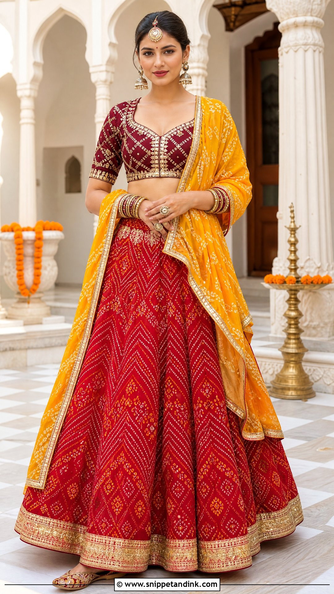 Red Rajasthani Bandhani Lehenga - Snippet and Ink - 20 Rajasthani Lengha Ideas