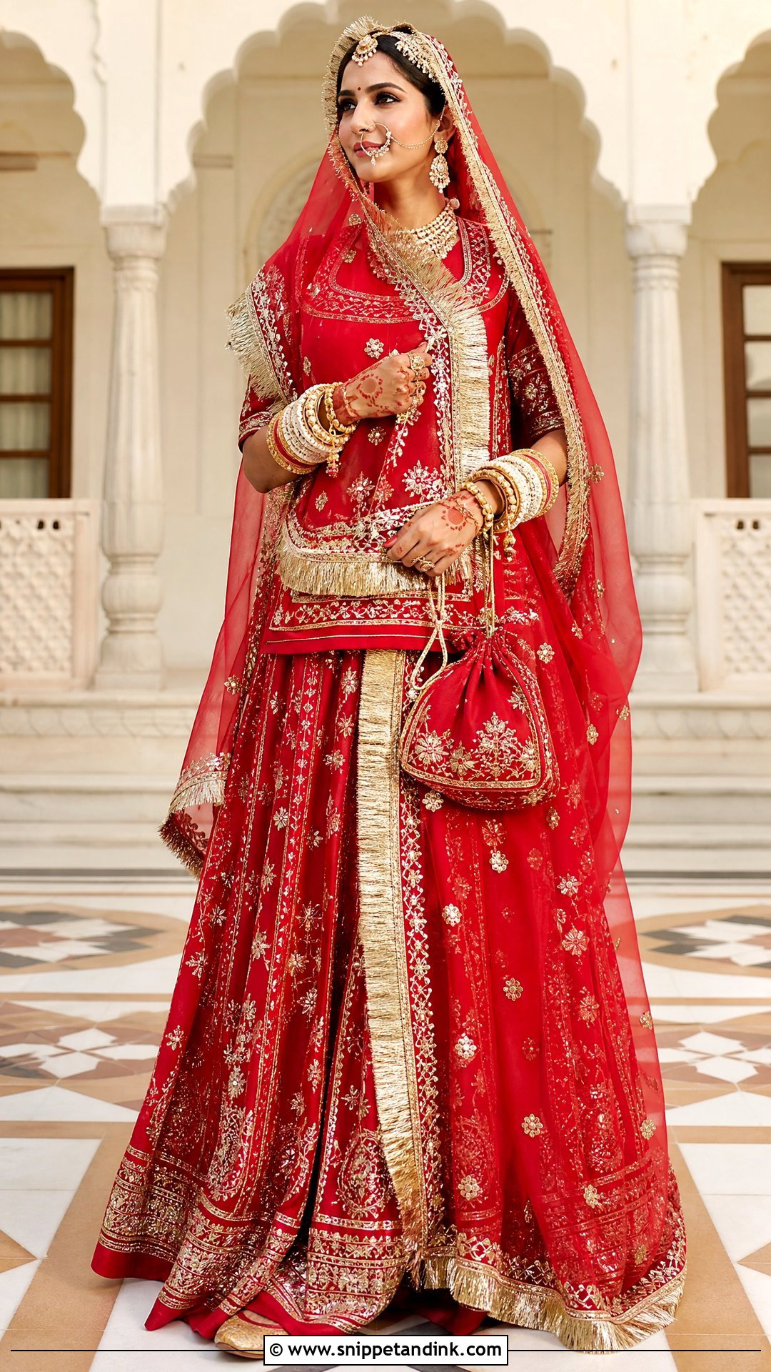Red Rajputi Poshak Bridal Look - Snippet and Ink - 20 Rajwadi Bride Ideas