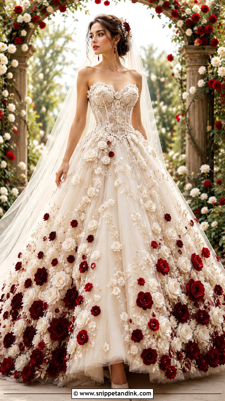Red Rose Alice in Wonderland Wedding Dress - Snippet and Ink - 20 Alice in Wonderland Wedding Dress Ideas