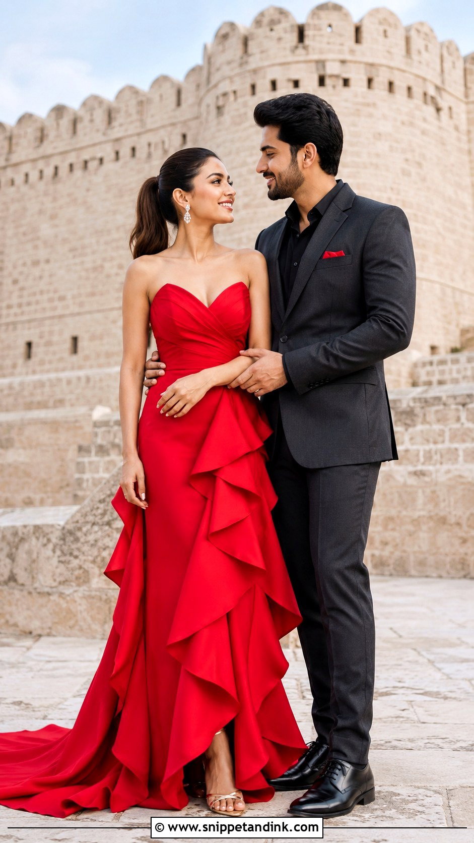 Red Ruffle Tail Gown - Snippet and Ink - 20 Tail Gown for Pre Wedding Ideas