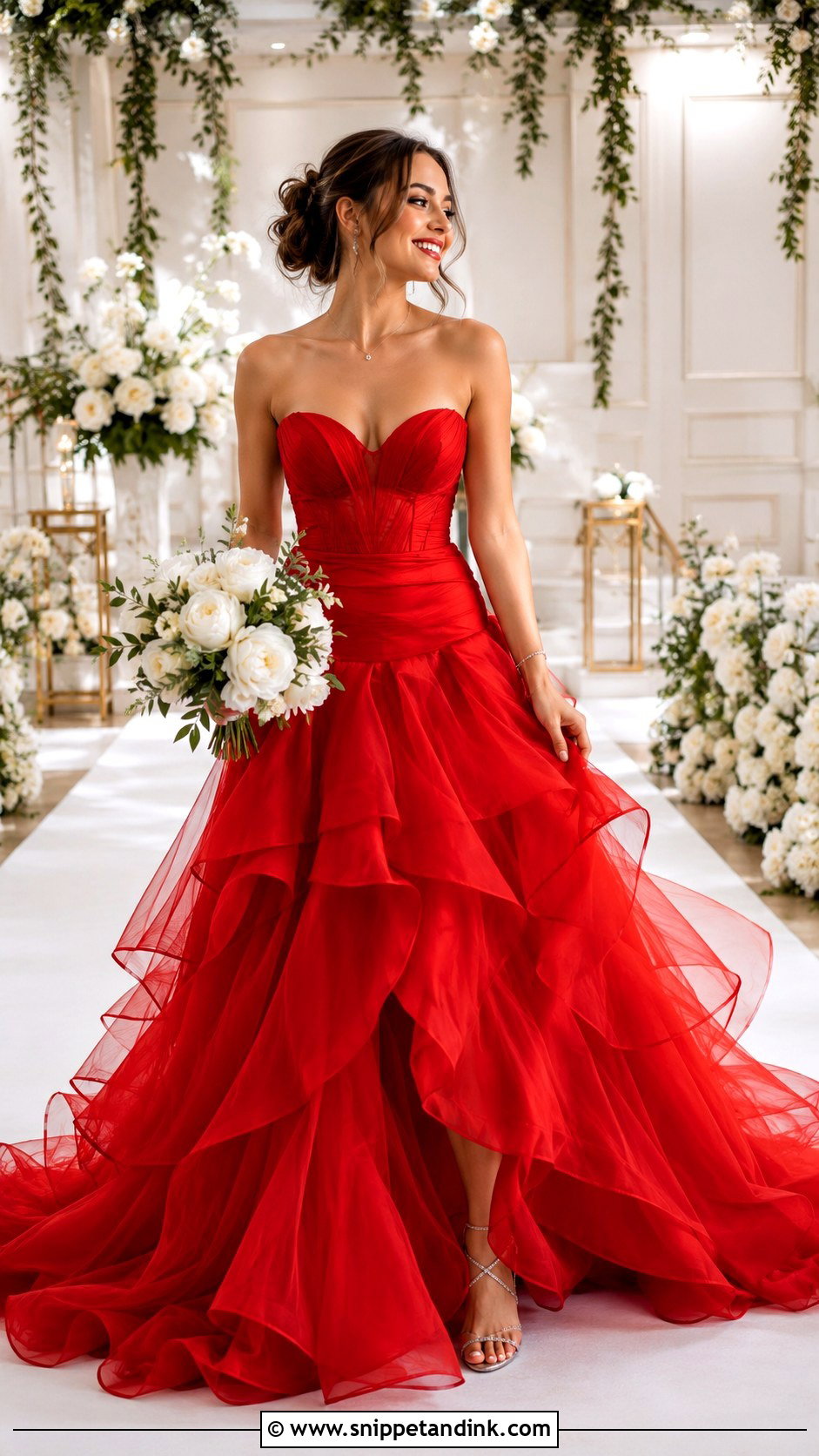 Red Ruffle Wedding Dress - Snippet and Ink - 25 Red Wedding Dress Ideas