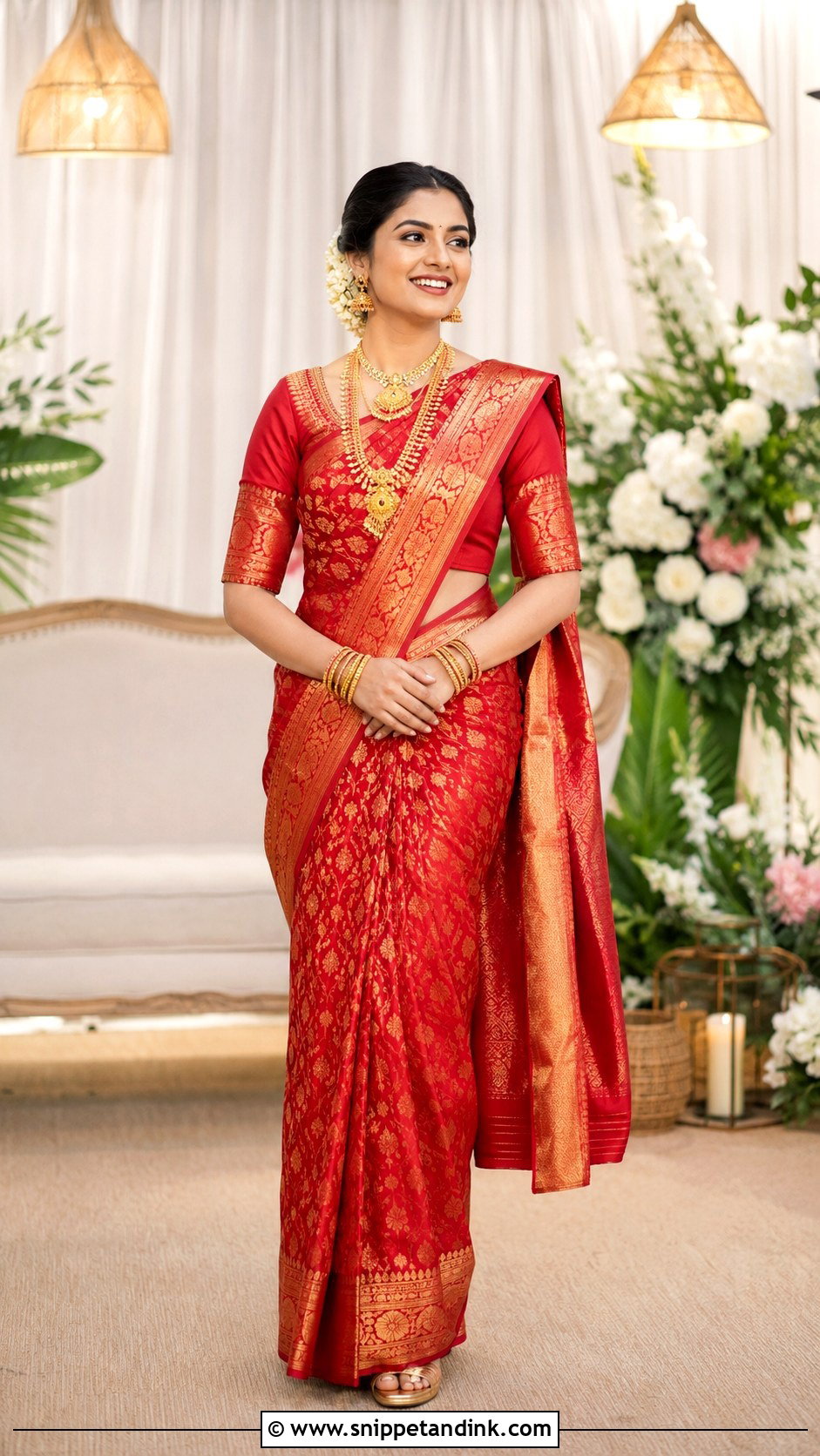 Red Sado Saree Mangalorean Catholic Bride - Snippet and Ink - 20 Mangalorean Bride Ideas