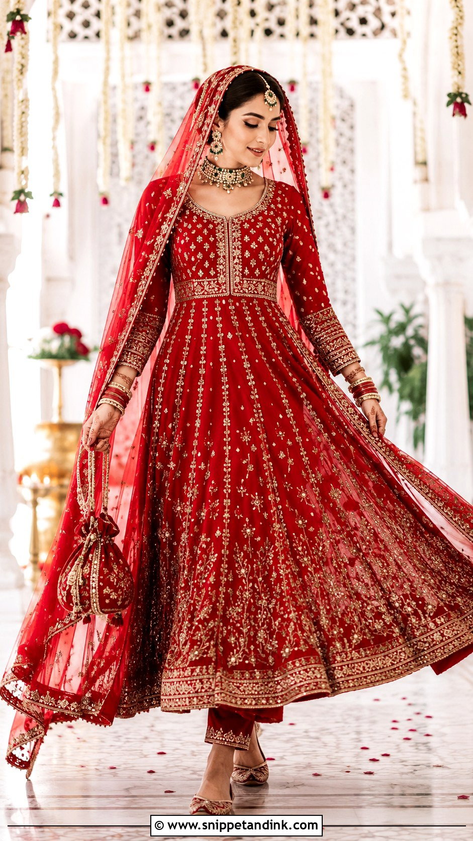 Red Sajna Bridal Anarkali - Snippet and Ink - 20 Sajna Bridal Wear Designer Ideas