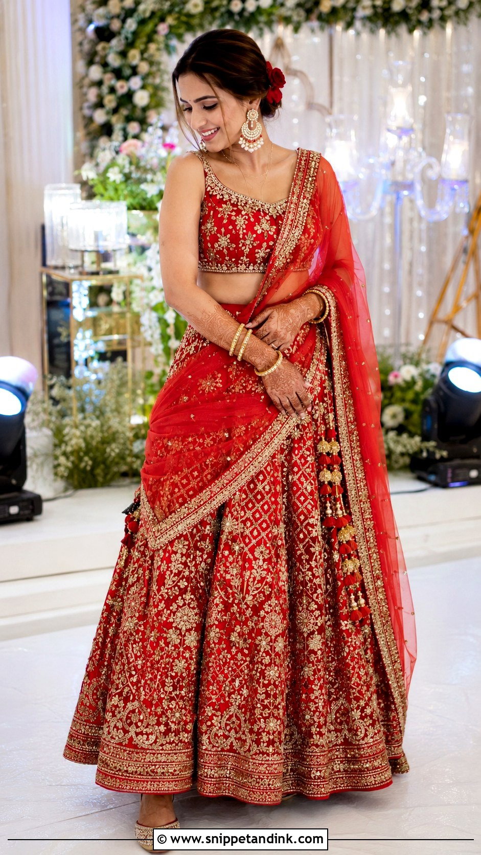Red Sangeet Lehenga Outfit - Snippet and Ink - 25 Bridal Sangeet Outfits