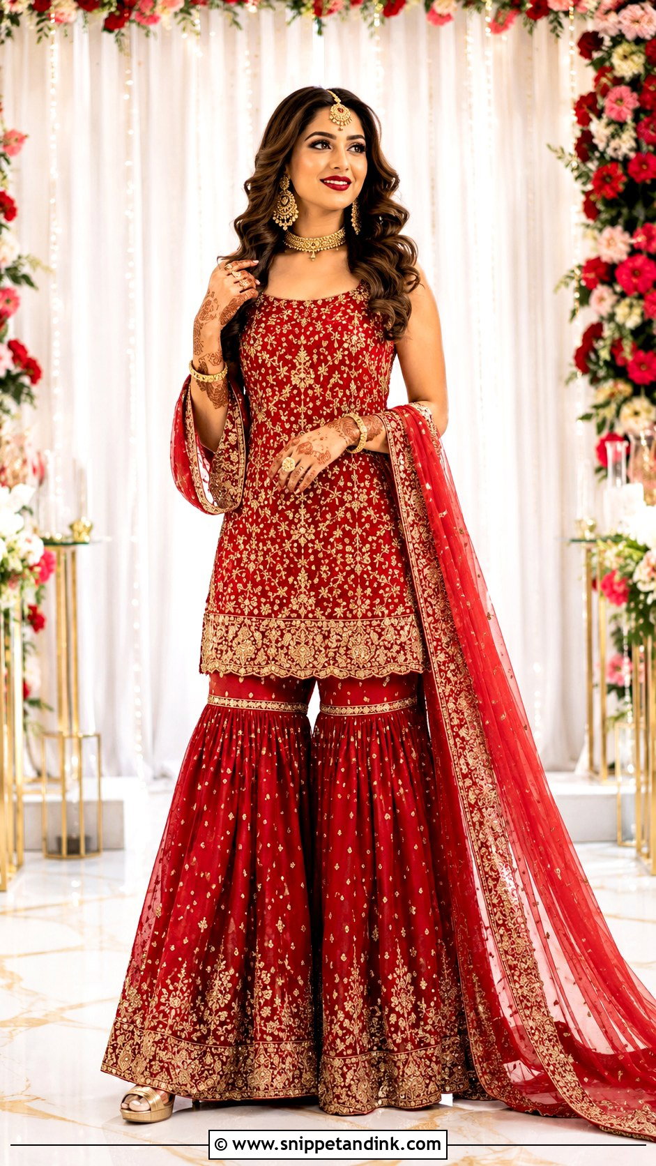 Red Sangeet Sharara Set - Snippet and Ink - 25 Sangeet Outfits for Bride