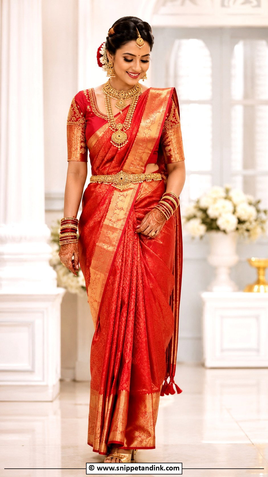 Red Saree Barat Bride Look - Snippet and Ink - 30 Barat Bride Ideas