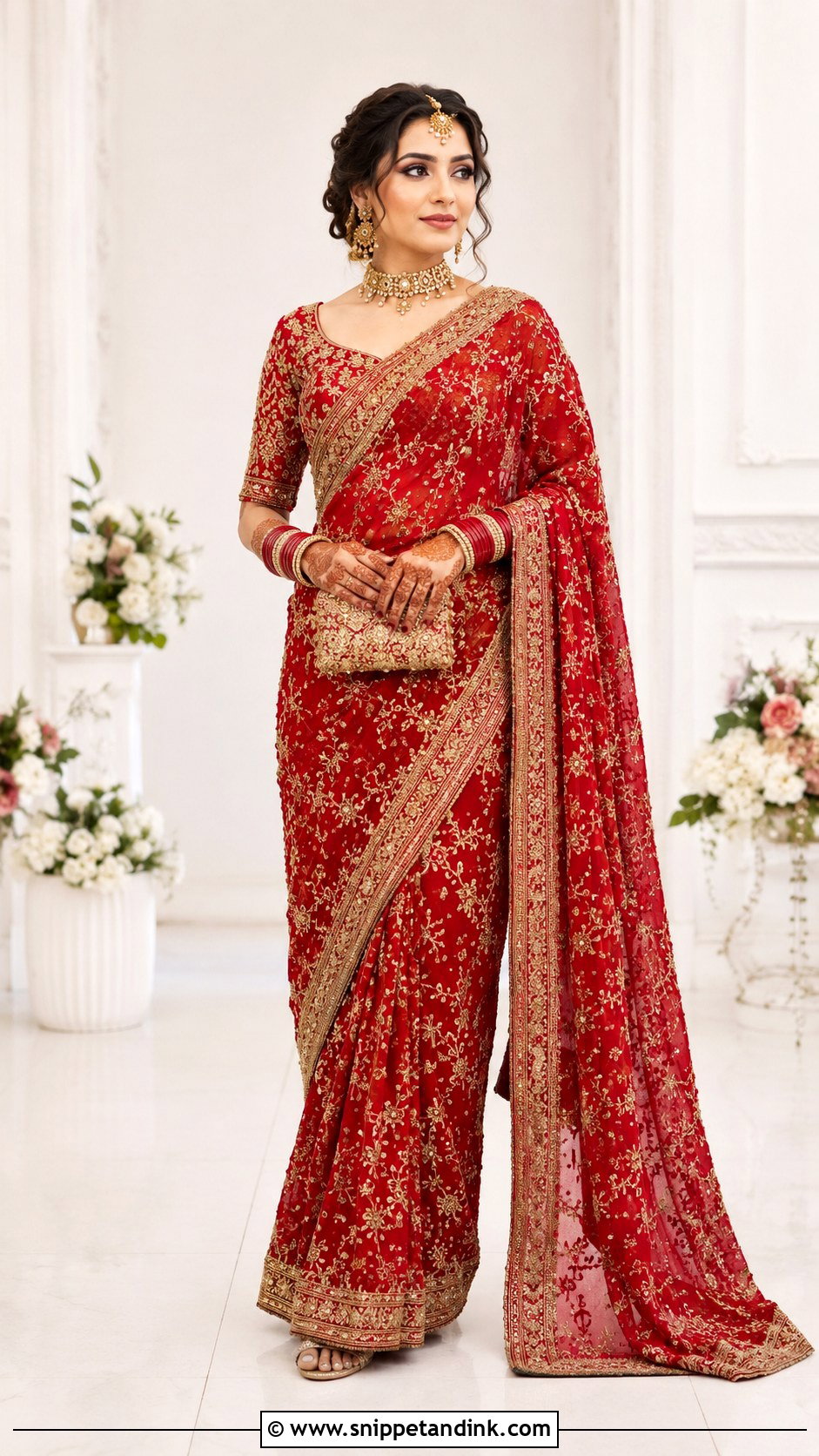 Red Saree Barat Dress - Snippet and Ink - 25 Barat Dresses