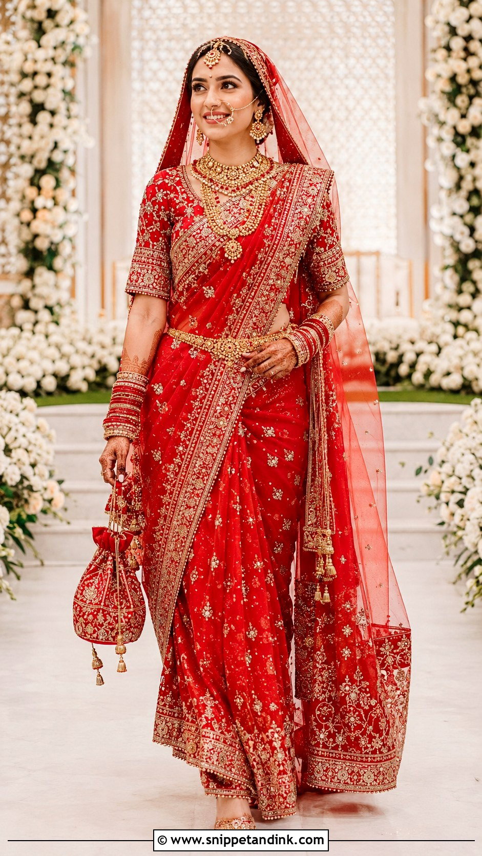Red Saree Bridal Look - Snippet and Ink - 25 Indian Bridal Outfits Wedding Day