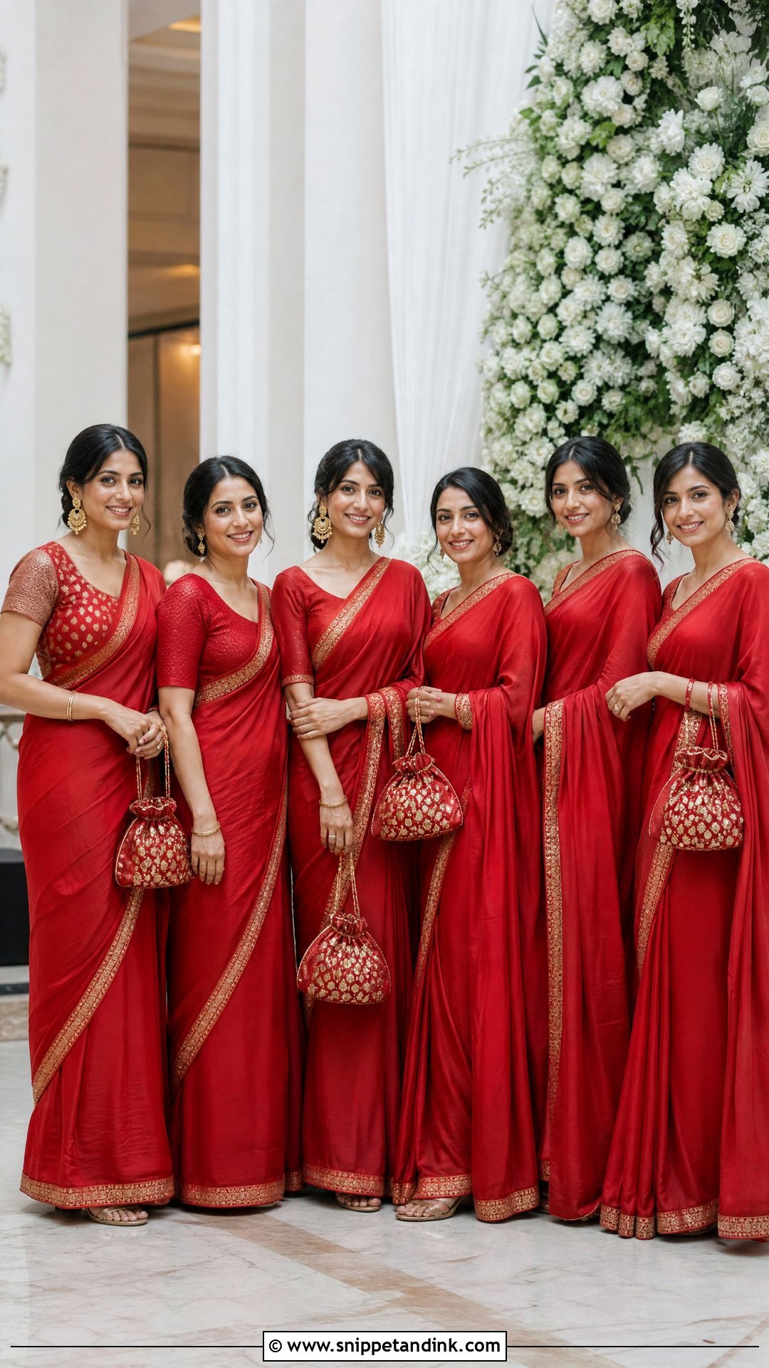 Red Saree Bridal Party Outfits - Snippet and Ink - 20 Red Bridal Party Ideas