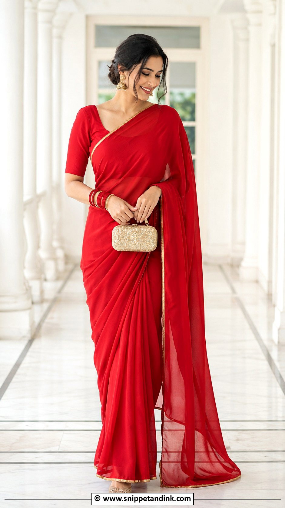 Red Saree Court Marriage Outfit - Snippet and Ink - 25 Indian Court Marriage Outfit Ideas