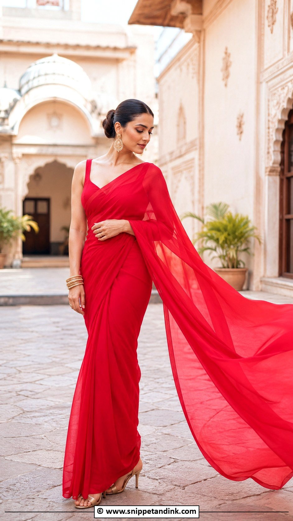 Red Saree Prewedding Outfit - Snippet and Ink - 30 Prewedding Outfit Ideas